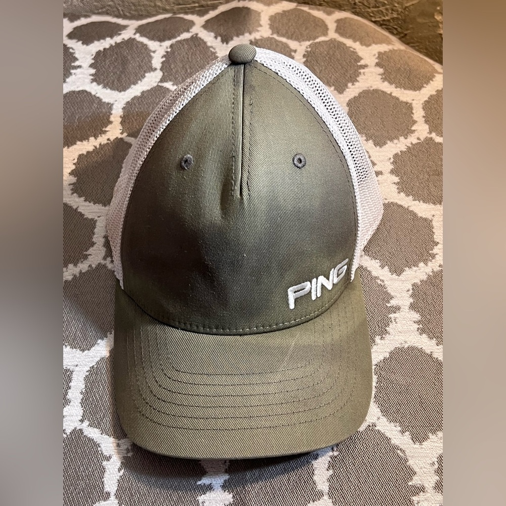 PING Olive and White Mesh Hat golf summer unisex country club outdoors
